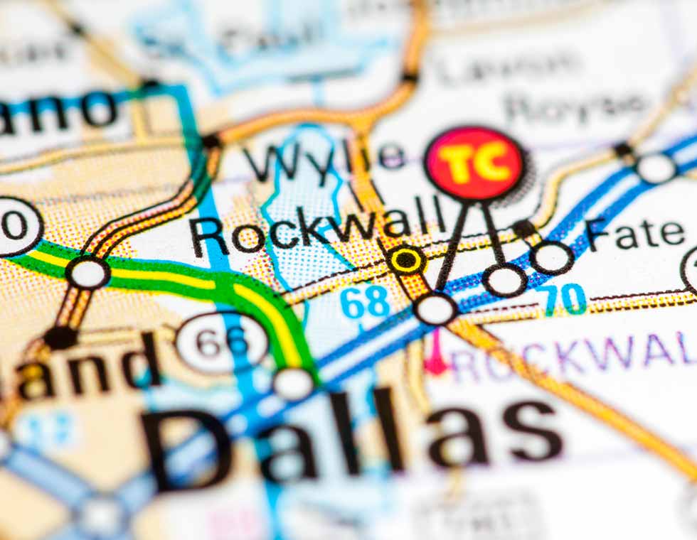 Rockwall, TX area map up close