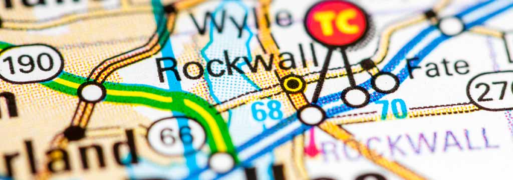 Rockwall, TX close up map